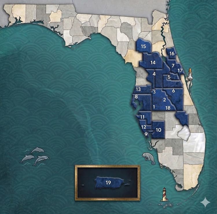 Florida Stellar MLS coverage map — Central FL and Tampa Bay region